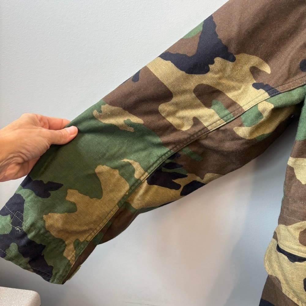 Military Mens Small Field Cold Weather Coat Woodland Camo Lined Army Hooded - Picture 5 of 12